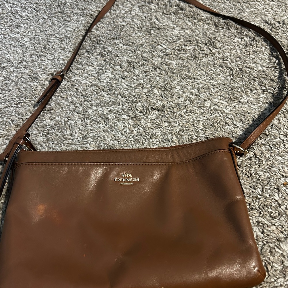 Coach Brown Leather Crossbody with Adjustable Strap
